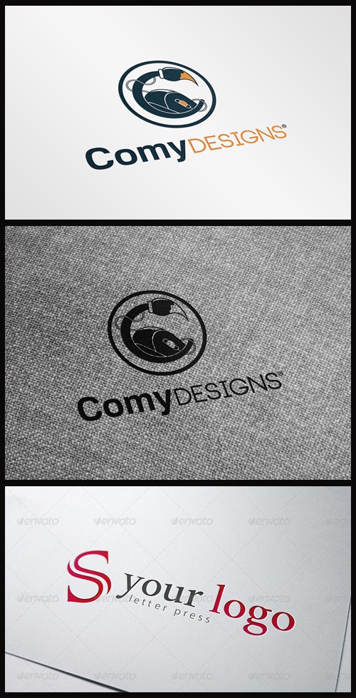 Logo Mock-Ups - Fabric, Letterpress Logo Mock-Ups - Fabric, Letterpress