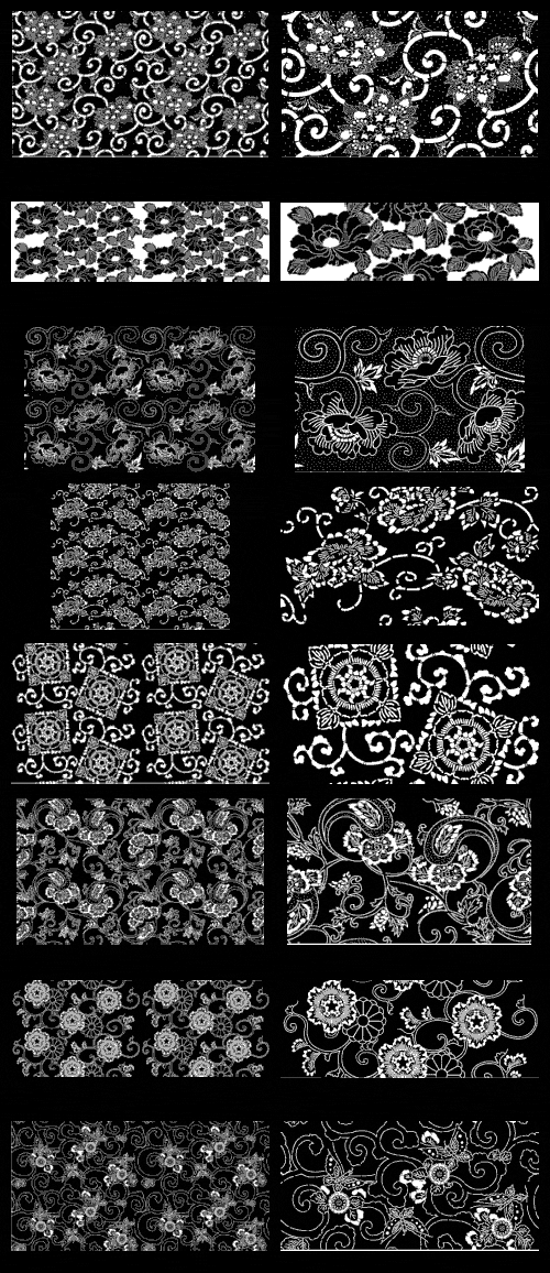 Hana Emaki - Historical Fabric Scans & Their Vector Patterns 50xAI