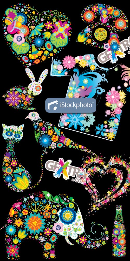 Simple Flower Textured Shapes, 19xEPS - iStockPhoto