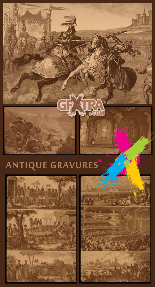 Antique Gravure Prints, 100 UHQ Scans