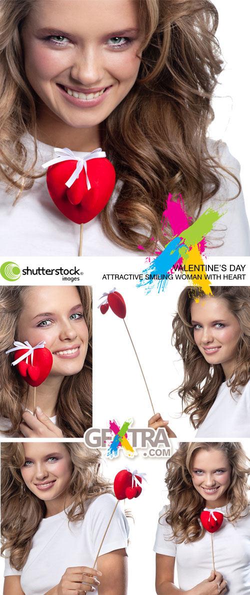 Attractive Smiling Woman with Heart 5xJPGs - Shutterstock
