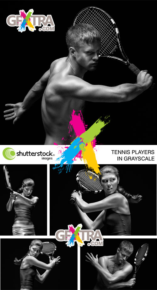 Tennis Players in Grayscale 5xJPGs - Shutterstock