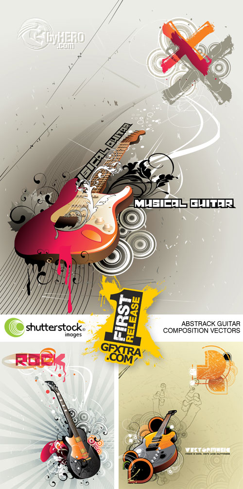 Abstrack Guitar Composition Vectors 4xEPS - Shutterstock