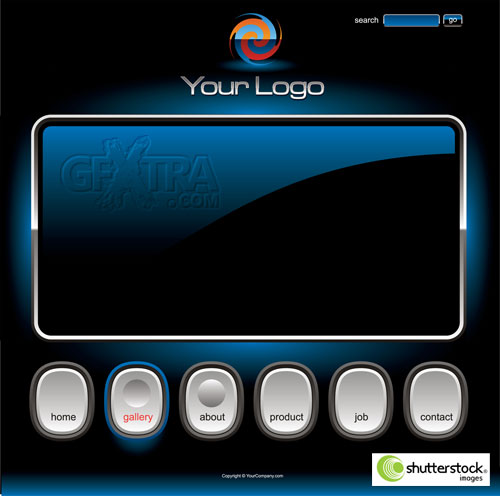 Shutterstock - Website Radio TV Blue Chrome Template EPS