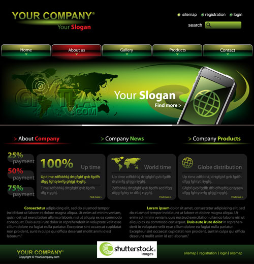 Shutterstock - Company Web Site Design Vector Template-2, EPS
