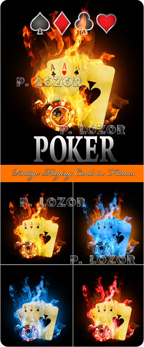 Vintage Playing Cards in Flames