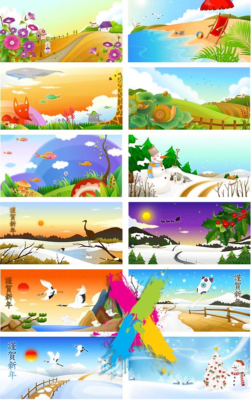 VitaminD 015 Special Illust 122xAI Backgrounds, Icons & Illustrations