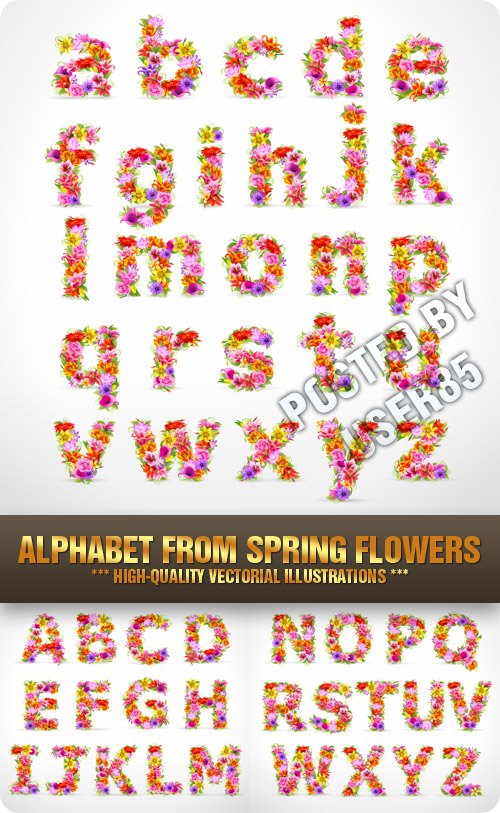 Stock Vector - Alphabet From Spring Flowers