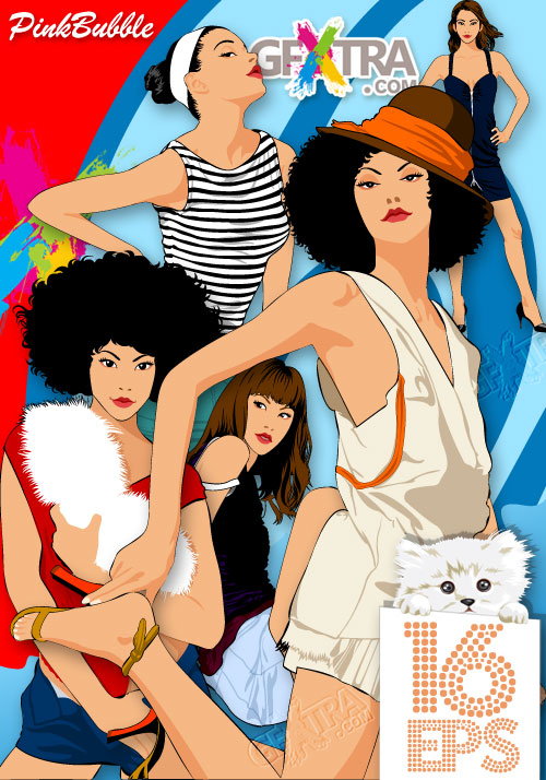 PinkBubble: Stylish Girls 16xEPS
