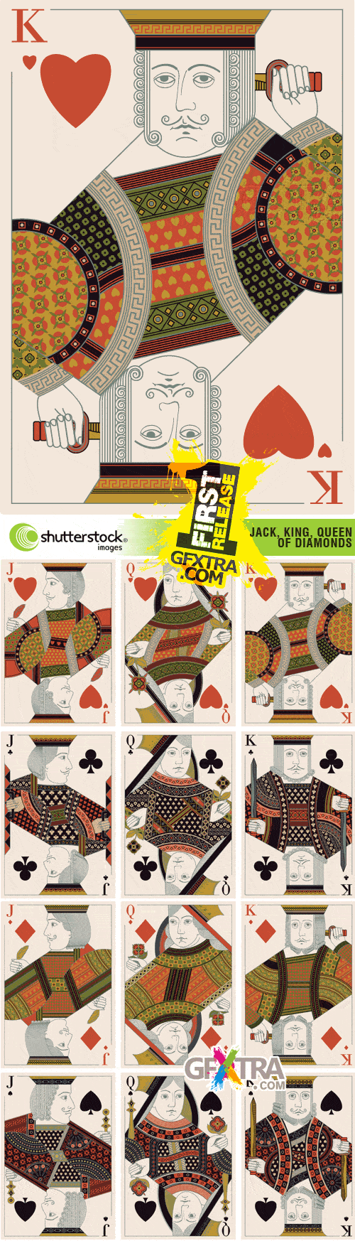 Jack, King, Queen of Diamonds 4xEPS - Vector SS