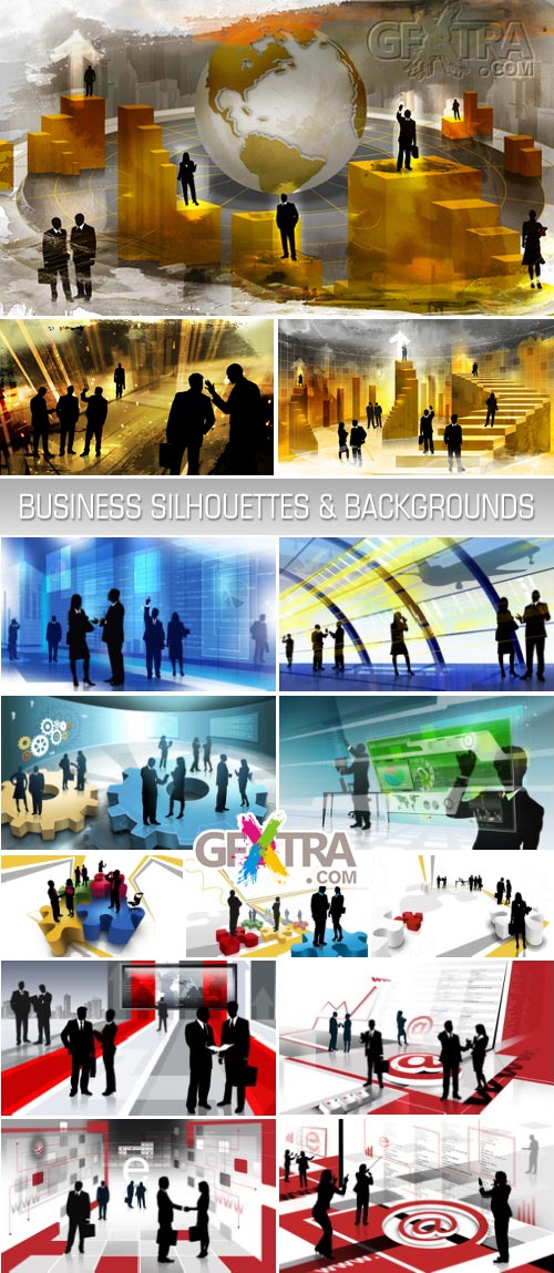 Business Silhouettes & Backgrounds, 34xJPGs