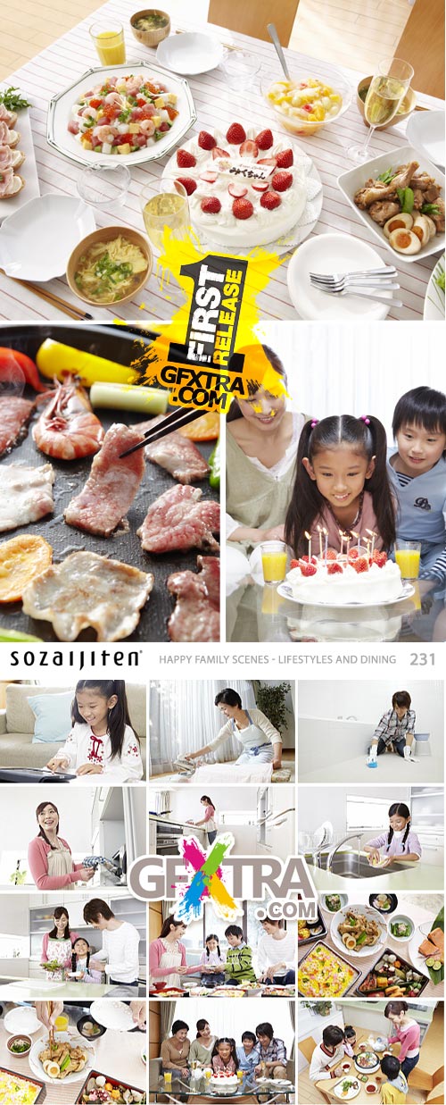 Happy Family Scenes - Lifestyles and Dining - Datacraft Sozaijiten SZ231