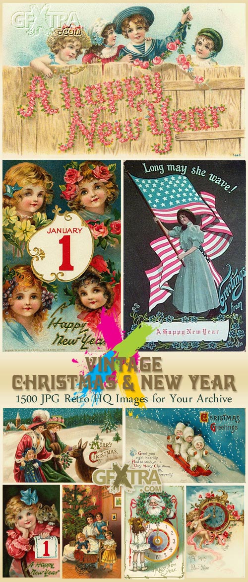 Vintage Christmas and New Year Images 1500xJPGs
