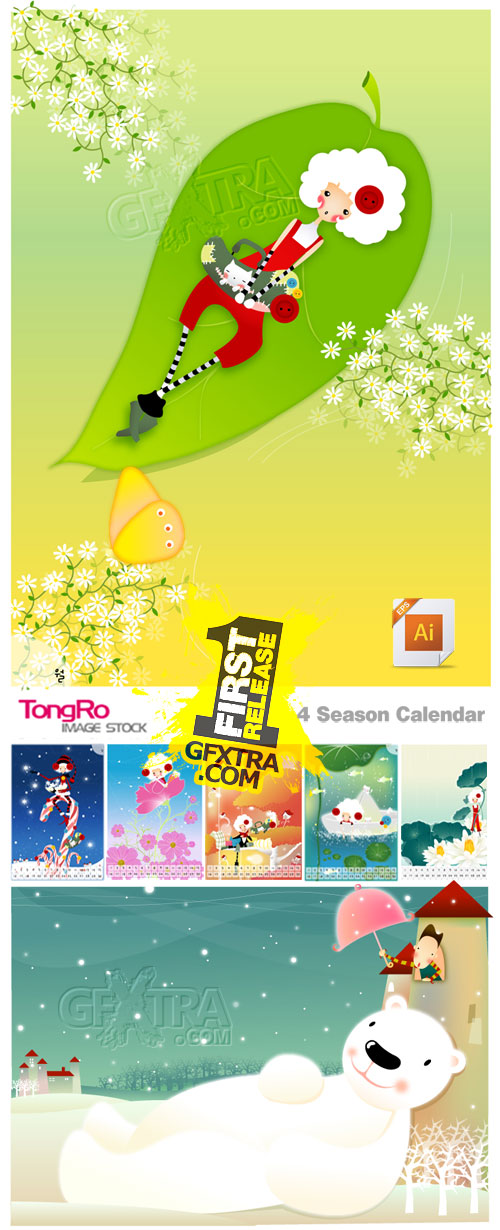 TongRo CA 4 Season Calendar, 20 Templates & 40 Vectors!