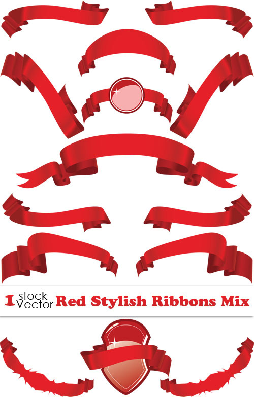 Red Stylish Ribbons Mix Vector Red Stylish Ribbons Mix Vector