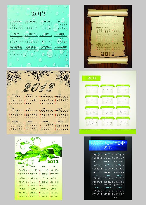 Amazing SS - Calendar Grid of 2012 Year (Part 3), 26xEPS