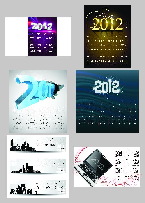 Amazing SS - Calendar Grid of 2012 Year (Part 3), 26xEPS