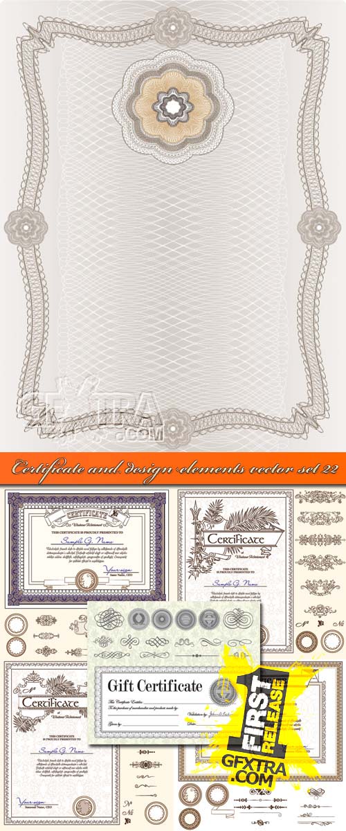 Certificate and design elements vector set 22