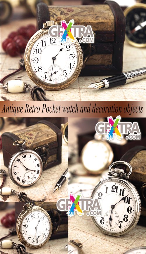 Stock Photo: Antique Retro Pocket watch and decoration objects