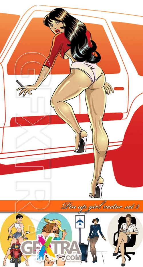 Pin up girl vector set 2
