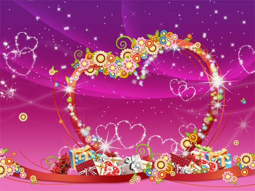 PSD - Purple Hearts Template