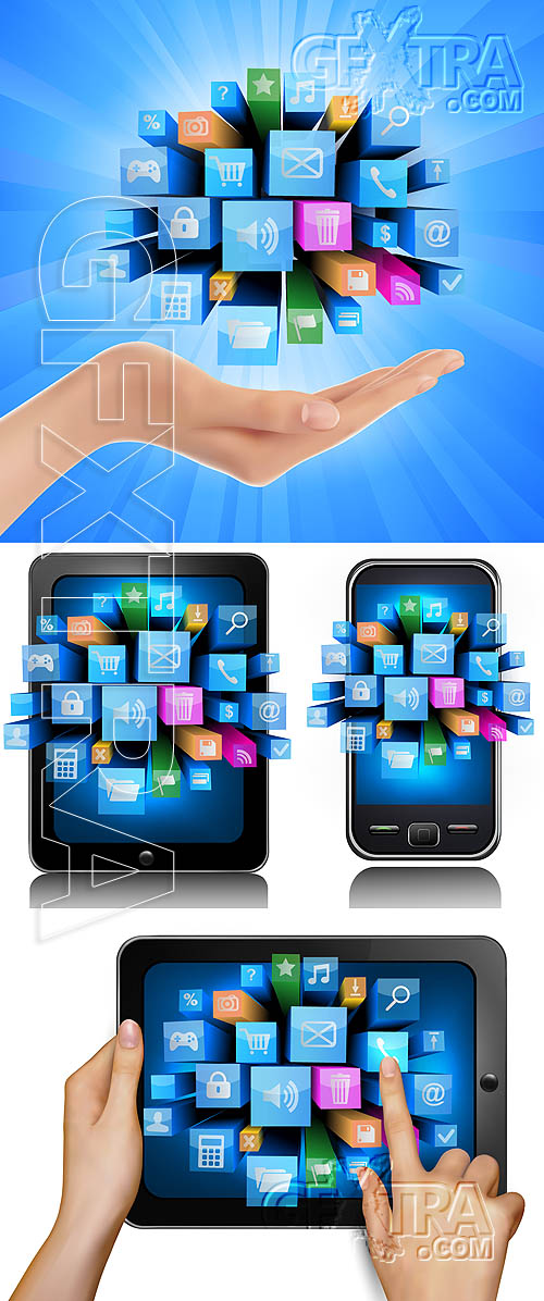 Stock vector: New internet & computer technology