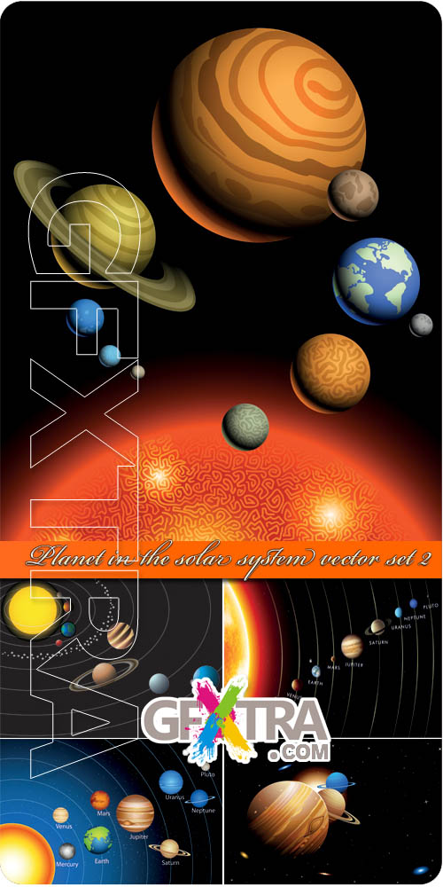 Planet in the solar system vector set 2