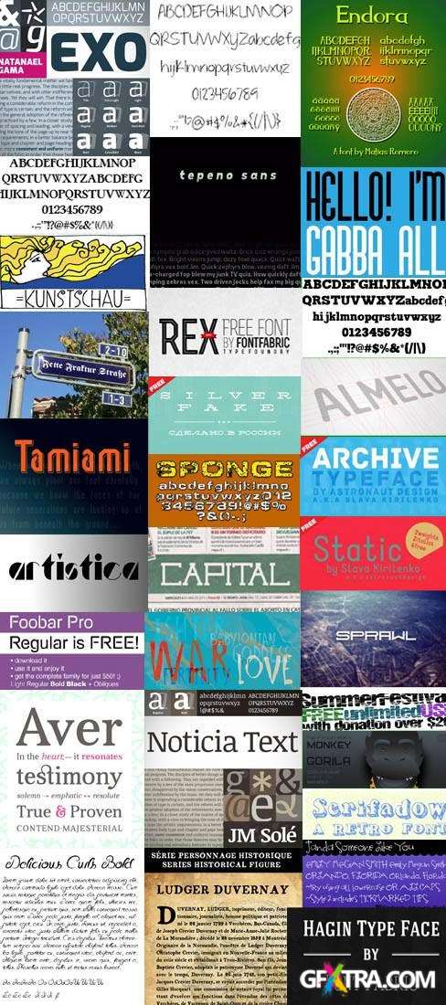 Diverse Set of 34 New Fonts