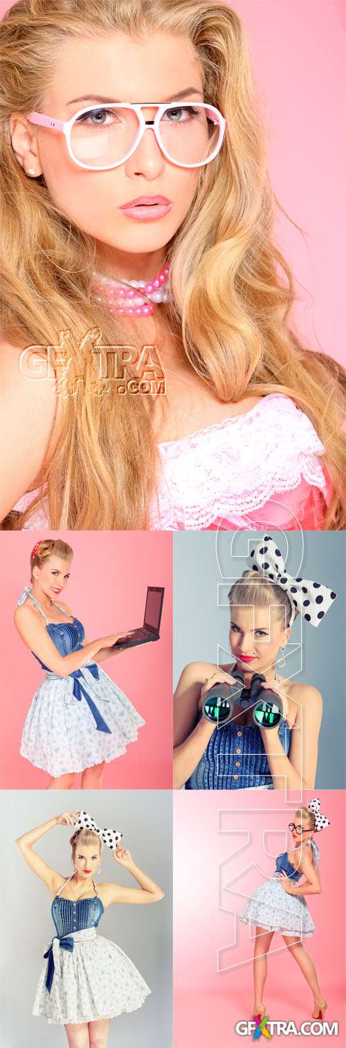 Woman with pin-up makeup and hairstyle