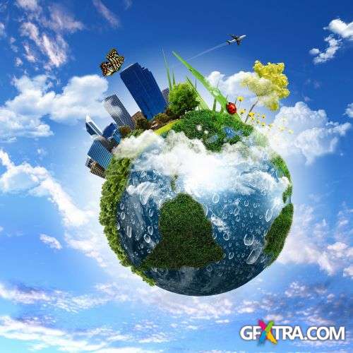 Earth With The Different Elements - Shutterstock 25xjpg