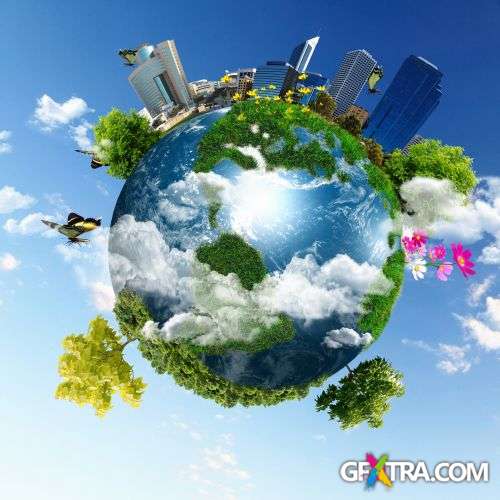 Earth With The Different Elements - Shutterstock 25xjpg
