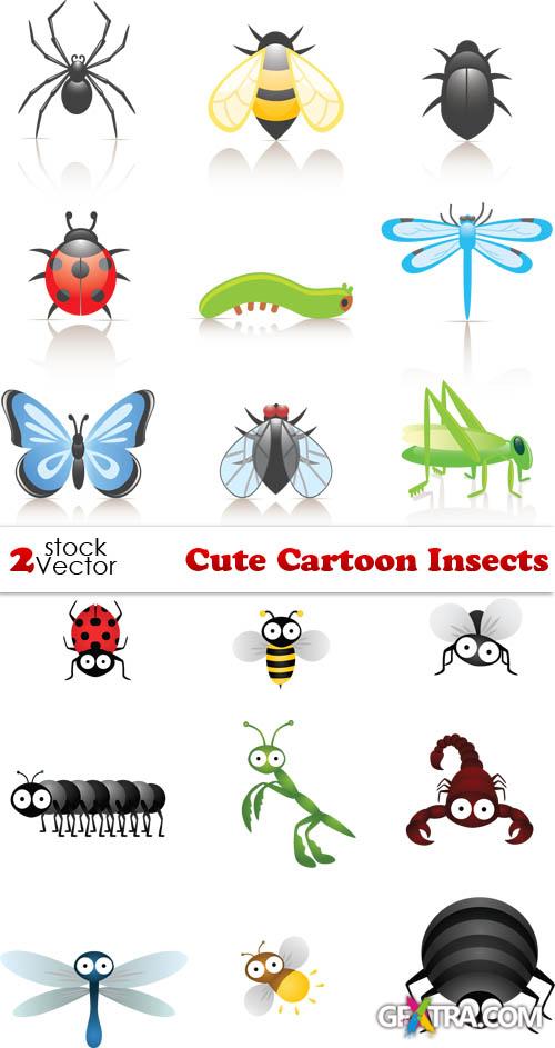 Vectors - Cute Cartoon Insects Vectors - Cute Cartoon Insects