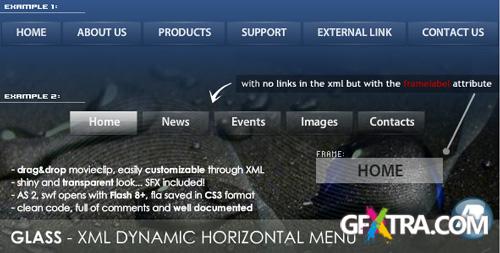 GLASS - xml dynamic horizontal menu - FULL