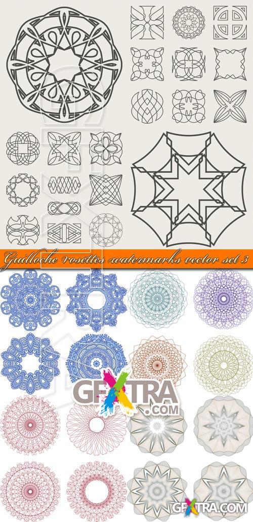 Guilloche rosettes watermarks vector set 3