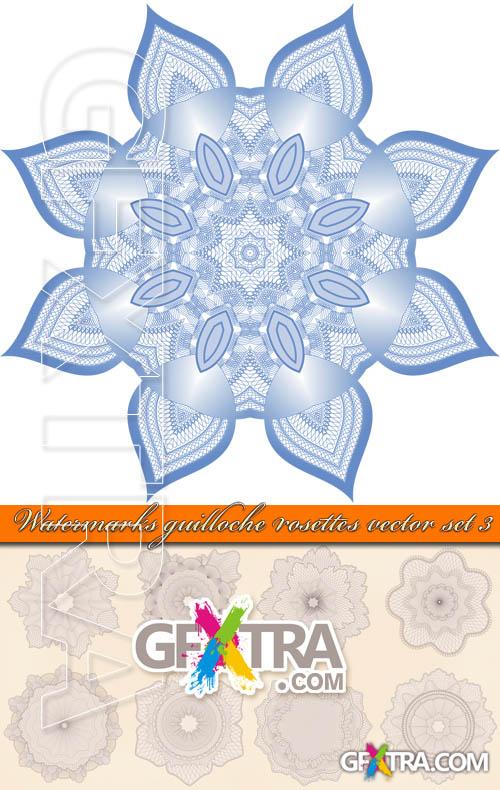 Watermarks guilloche rosettes vector set 3