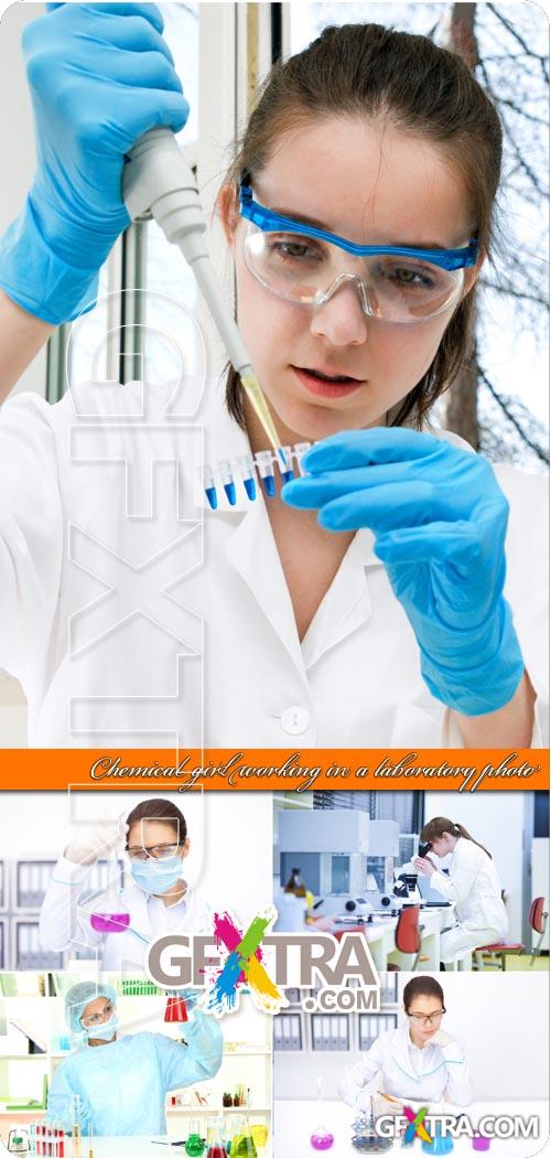 Chemical girl working in a laboratory photo