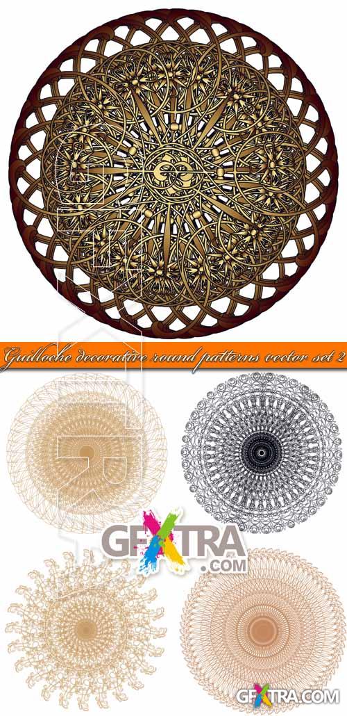 Guilloche decorative round patterns vector set 2