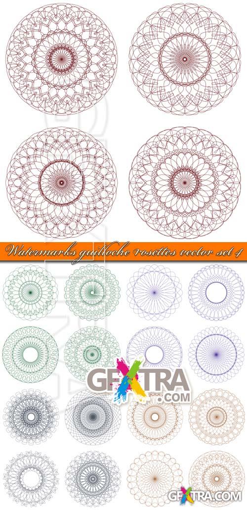 Watermarks guilloche rosettes vector set 4