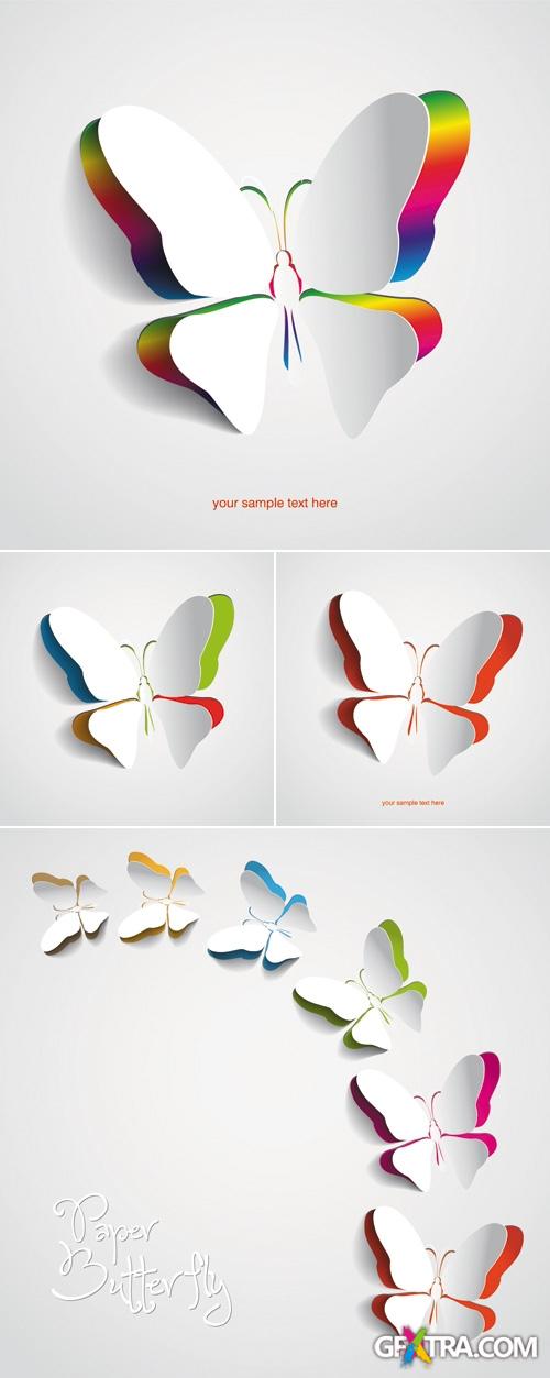 Color Paper Butterfly Vector