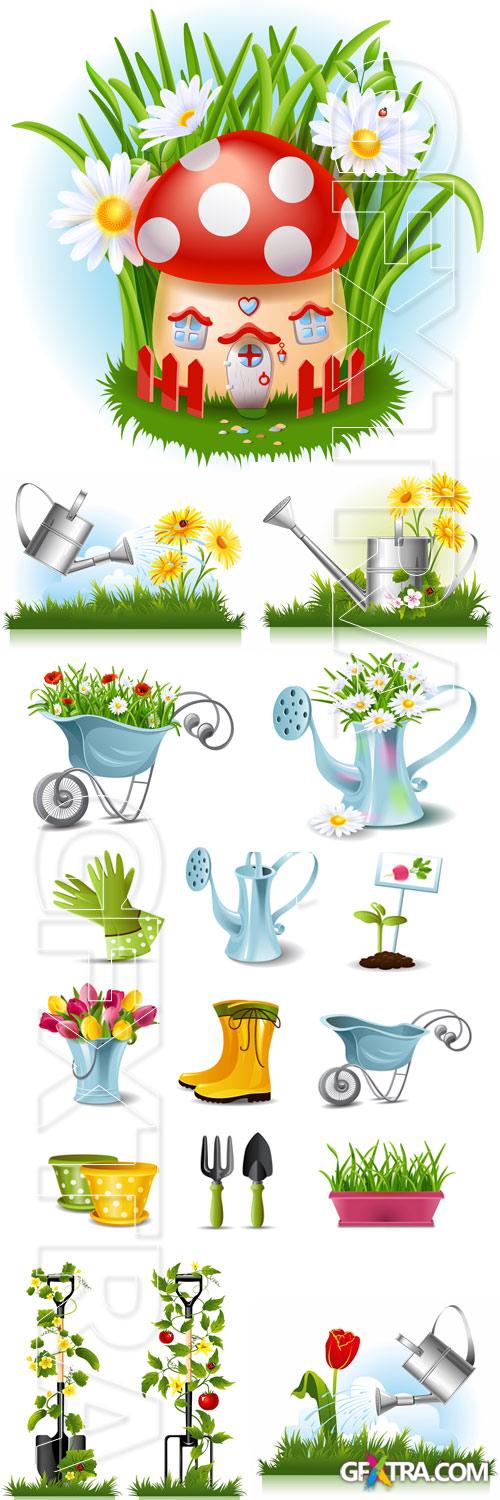 Garden spade - vector set
