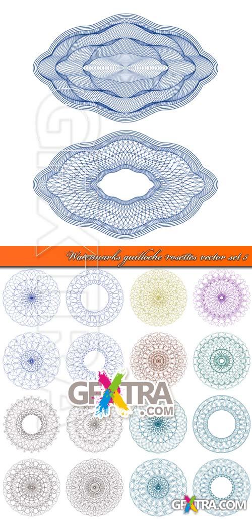 Watermarks guilloche rosettes vector set 5
