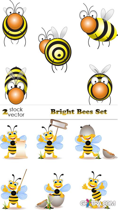 Vectors - Bright Bees Set Vectors - Bright Bees Set