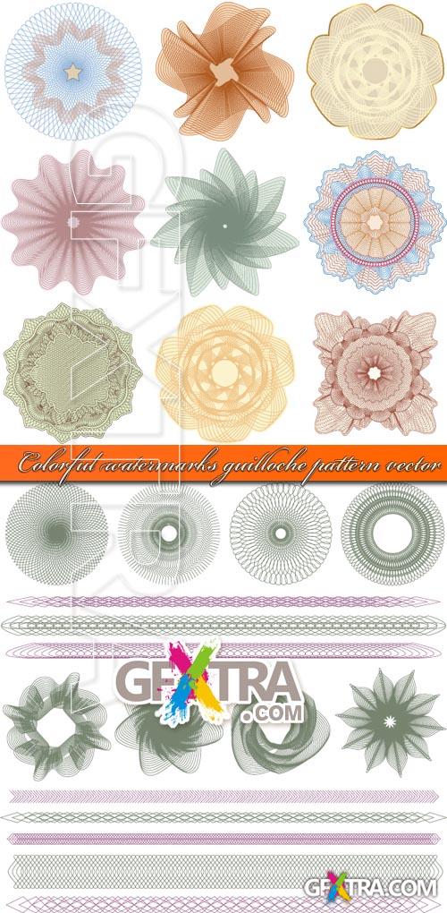 Colorful watermarks guilloche pattern vector