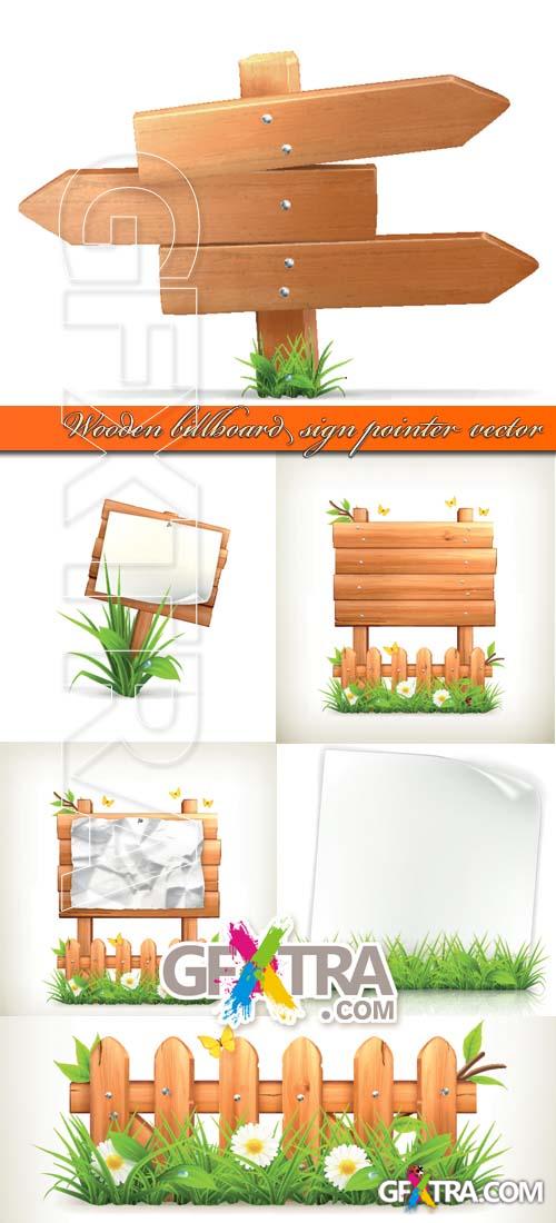Wooden billboard sign pointer vector