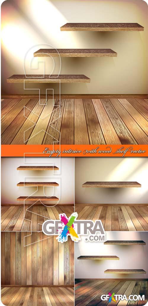 Empty interior with wood shelf vector