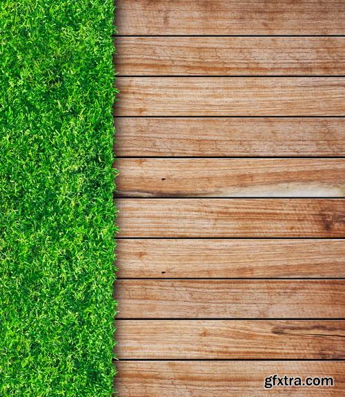 Amazing SS - Grass on wood floor background, 25xJPGs