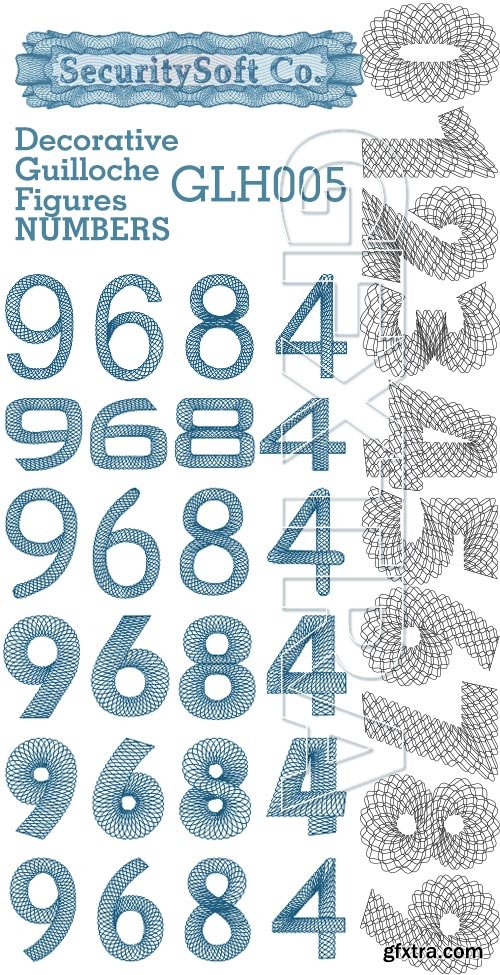 SecuritySoft GLH005 Decorative Guilloche Figures: NUMBERS