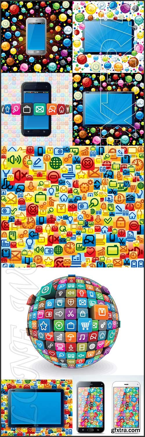 Social Media Concept, Sphere from Apps, iPhone Icons - Vektor photo