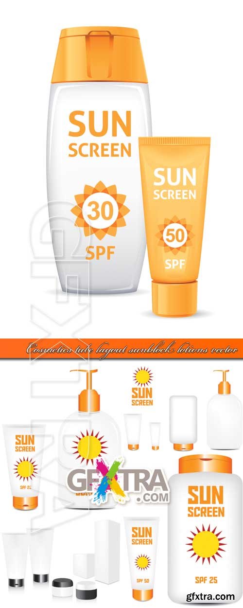 Cosmetics tube layout sunblock lotions vector