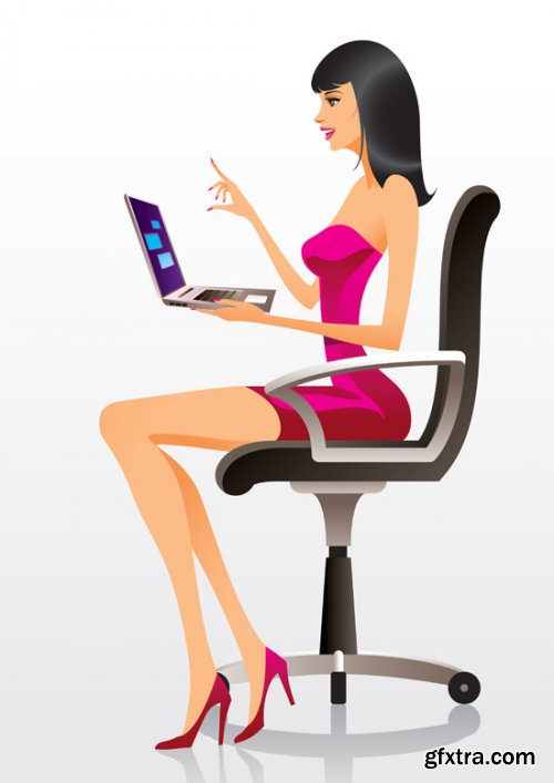 Stock: Fashion girls in the mall - vector illustration